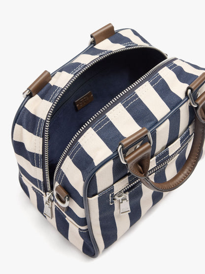 Striped Bowling Bag With Crossbody Bag