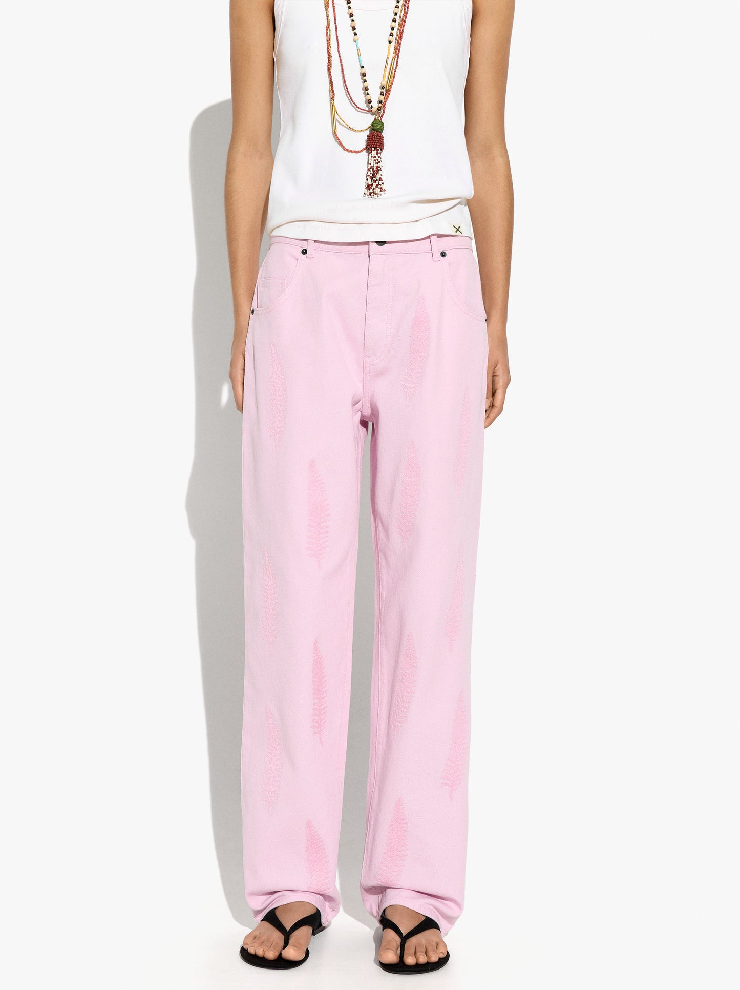 Trousers With 100% Cotton Embroidery