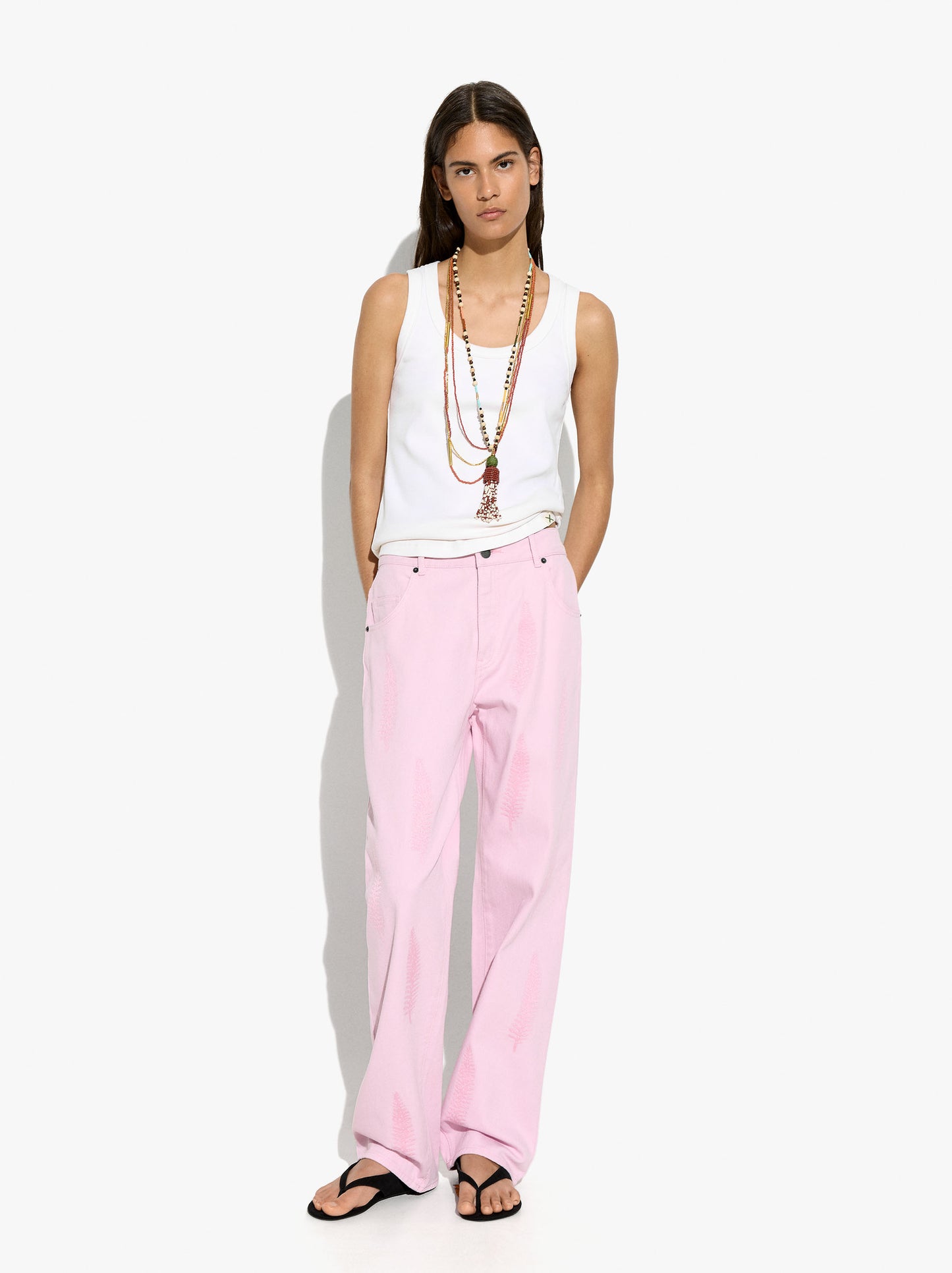 Trousers With 100% Cotton Embroidery