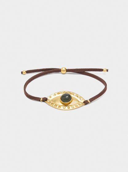 Adjustable Leather Cord Bracelet With Charm