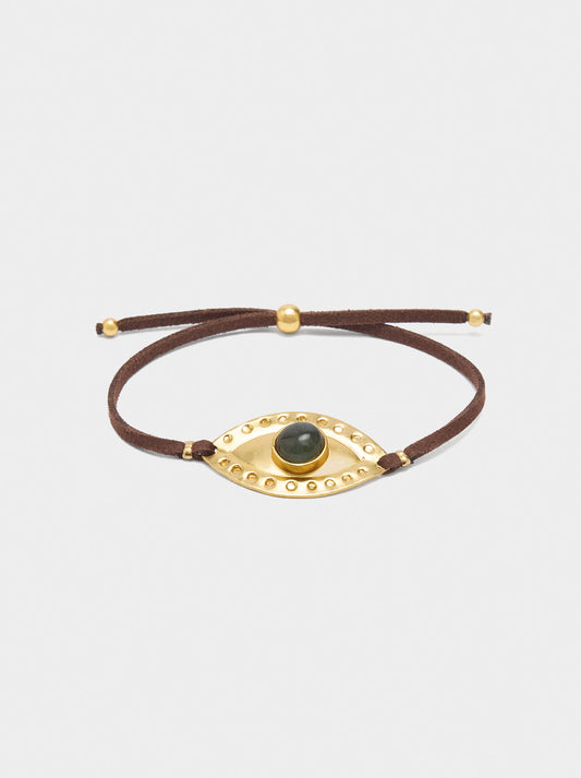 Adjustable Leather Cord Bracelet With Charm