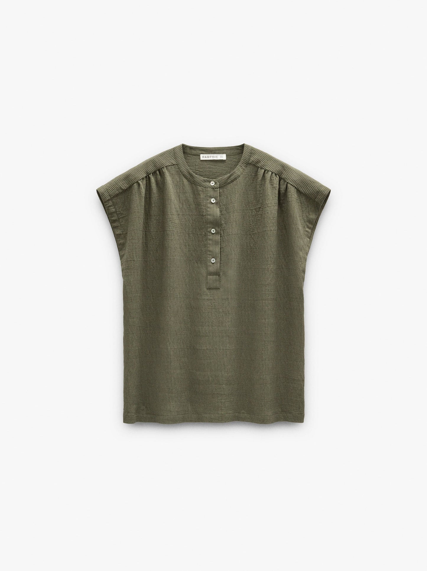 Blouse With Stripes With Mandarin Collar