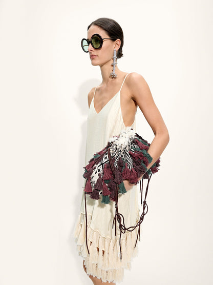 Party Bag In Fabric With Tassels
