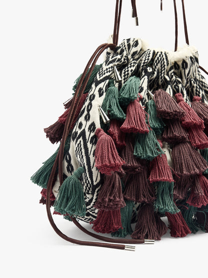 Party Bag In Fabric With Tassels