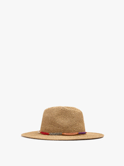 Paper Straw Hat With Beads And Tassels
