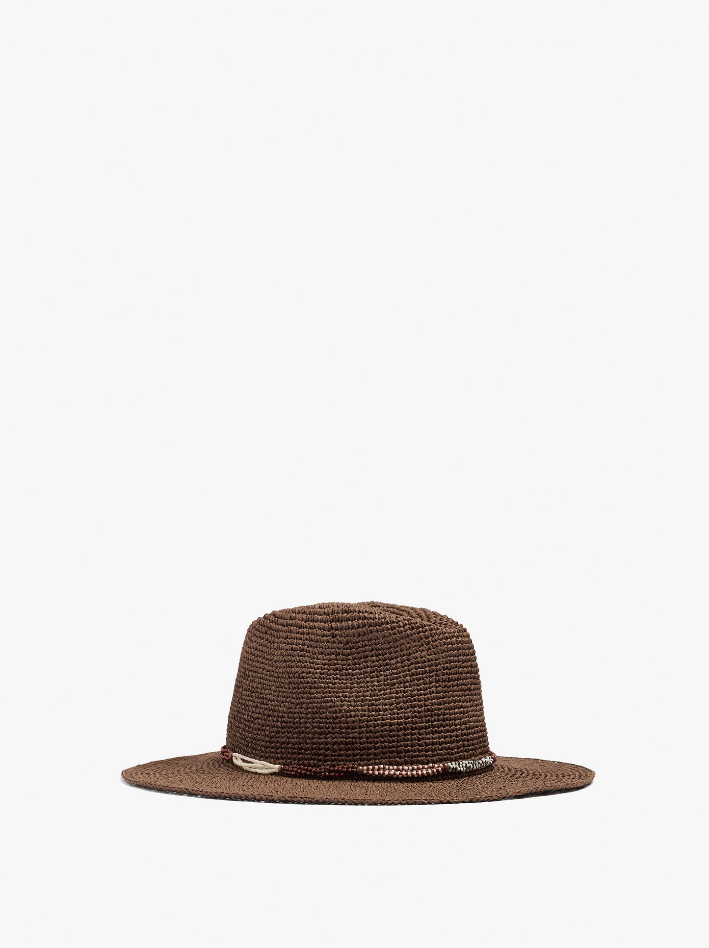 Paper Straw Hat With Beads And Tassels