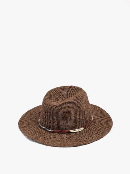 Paper Straw Hat With Beads And Tassels