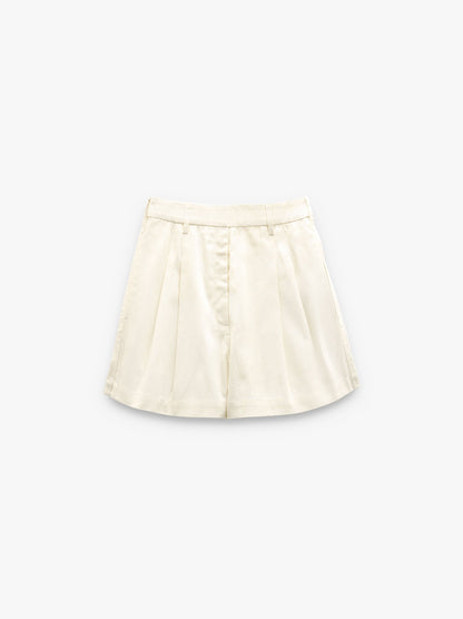 Pleated Shorts With 100% Cotton