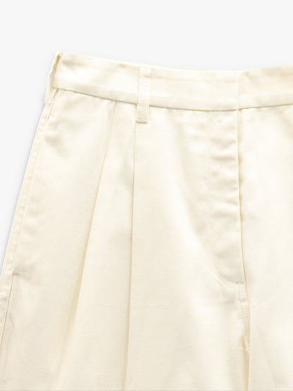 Pleated Shorts With 100% Cotton