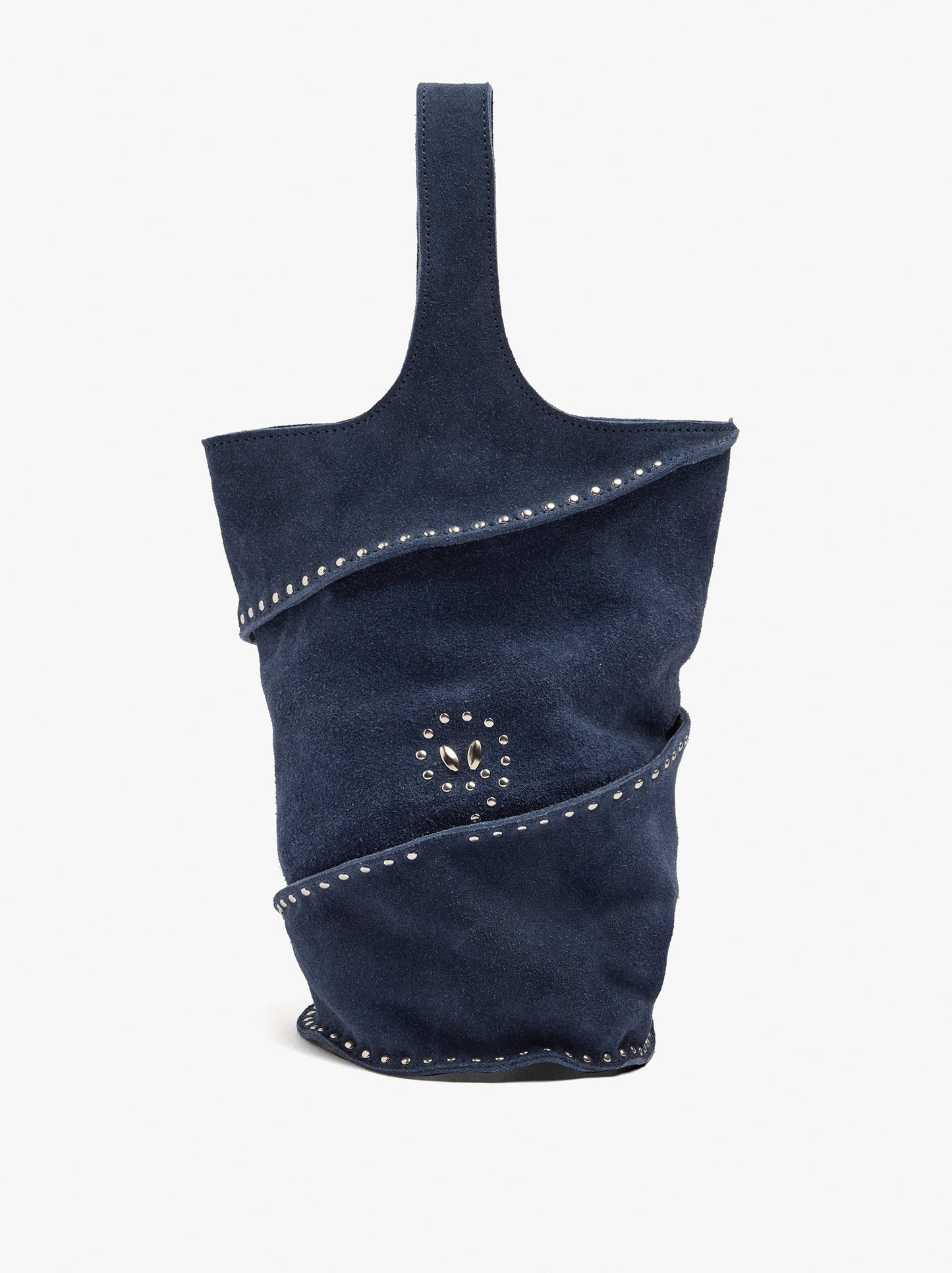Cylindrical Leather Handbag With Studs