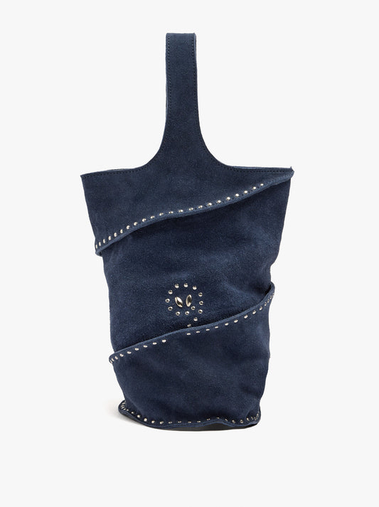 Cylindrical Leather Handbag With Studs