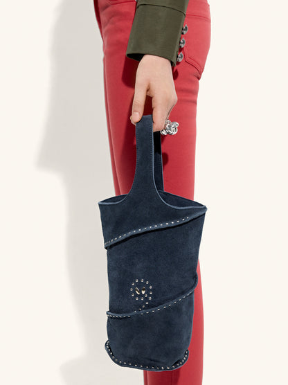 Cylindrical Leather Handbag With Studs