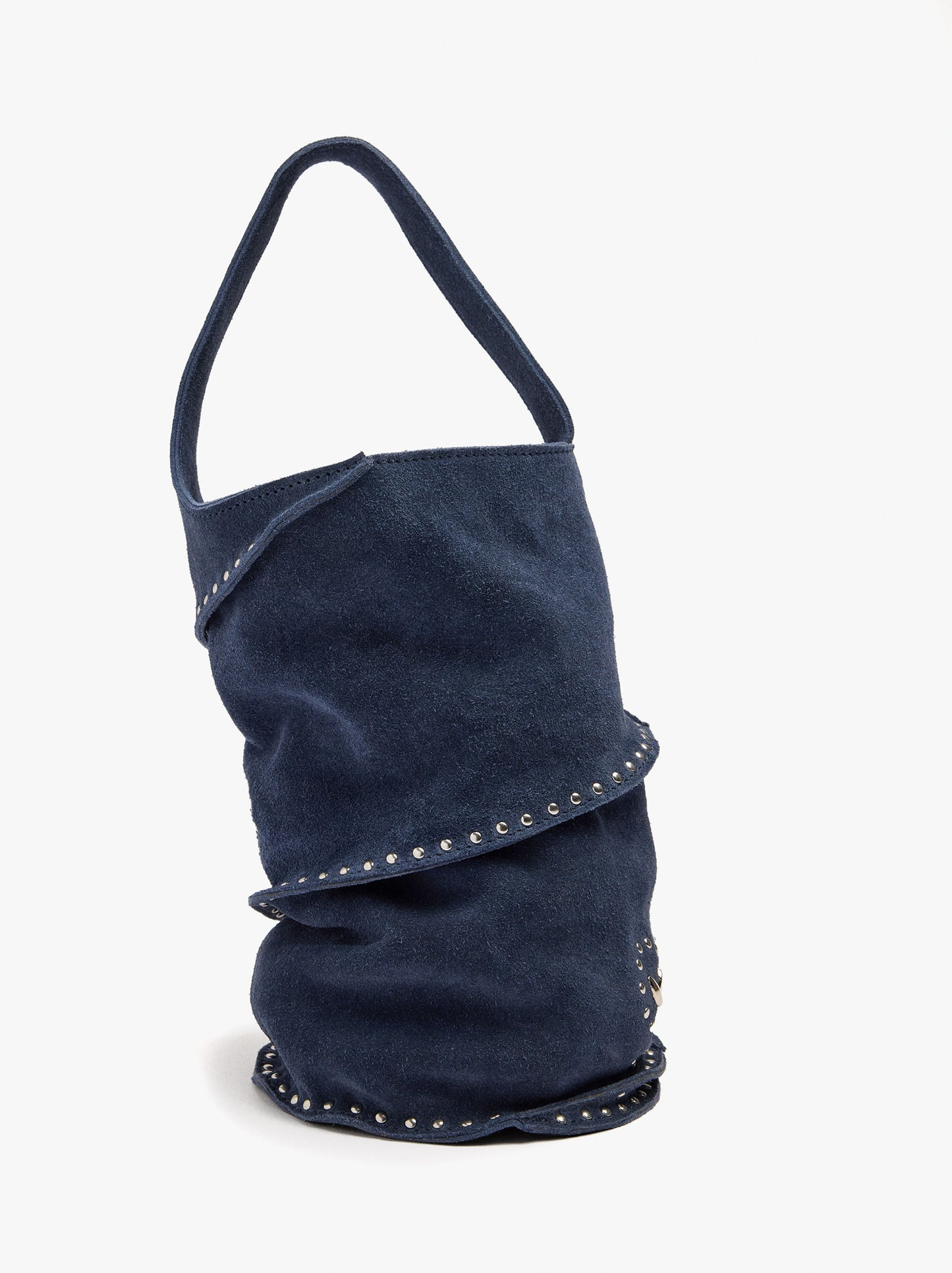 Cylindrical Leather Handbag With Studs