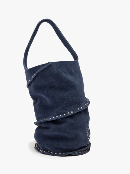 Cylindrical Leather Handbag With Studs