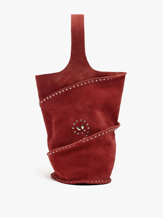 Cylindrical Leather Handbag With Studs