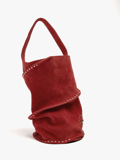 Cylindrical Leather Handbag With Studs