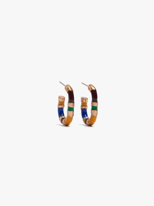 Elongated Hoop Earrings With Enamel