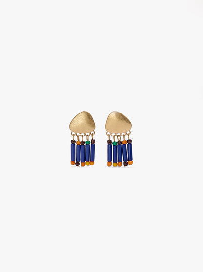 Oval Drop Earrings With Beads
