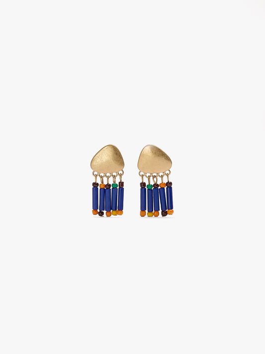 Oval Drop Earrings With Beads