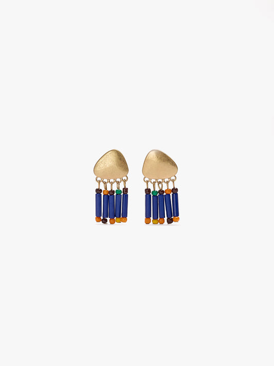 Oval Drop Earrings With Beads