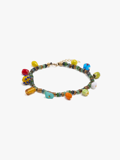 Multicolored Glass Bead Anklet