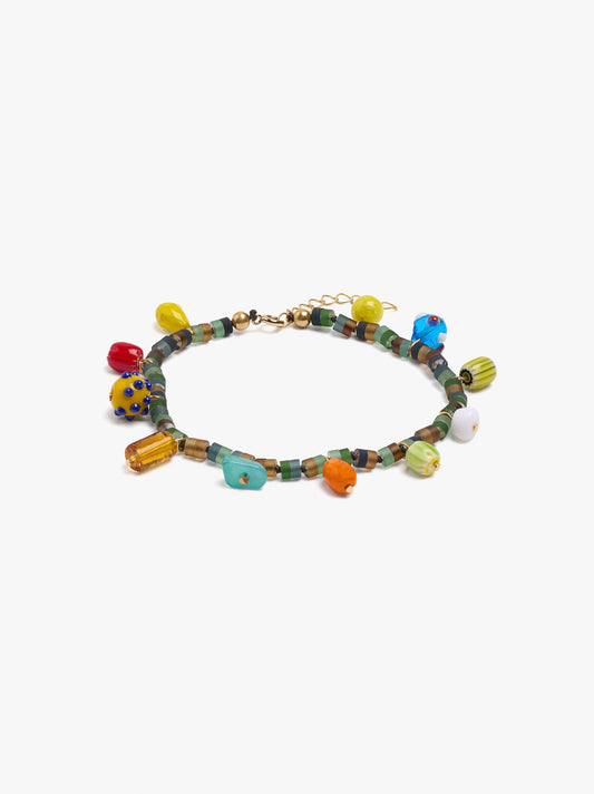 Multicolored Glass Bead Anklet