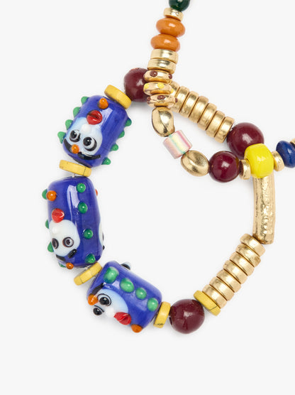 Set Of Elastic Bracelets With Glass Beads