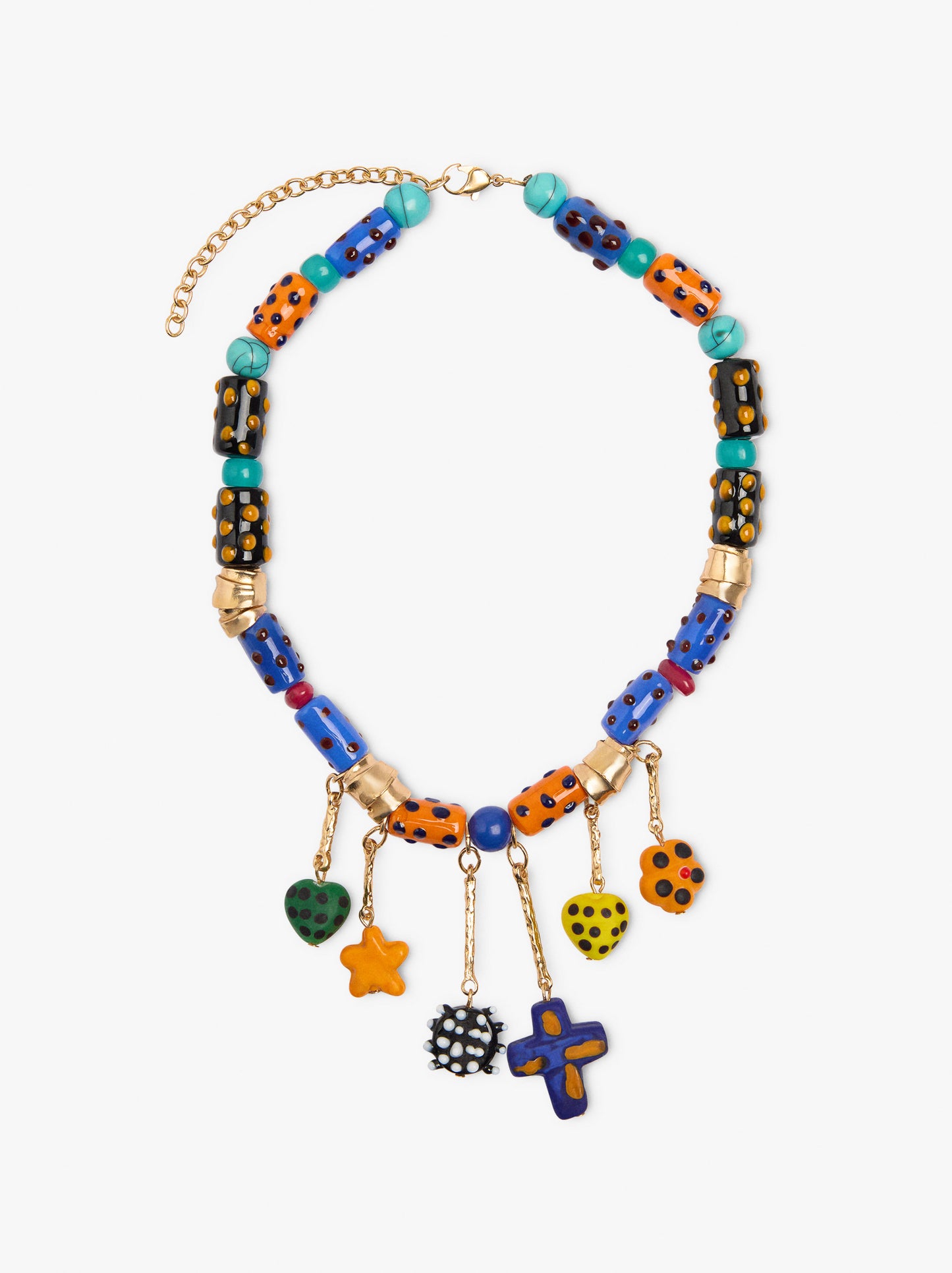 Short Necklace With Multicolor Glass Beads