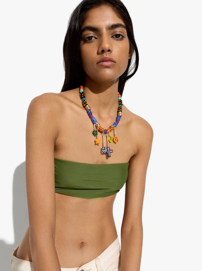 Short Necklace With Multicolor Glass Beads