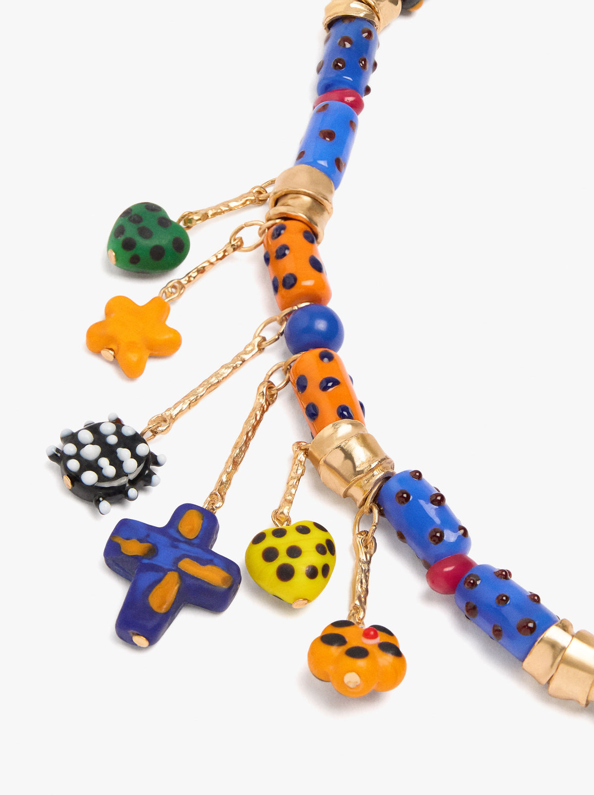 Short Necklace With Multicolor Glass Beads
