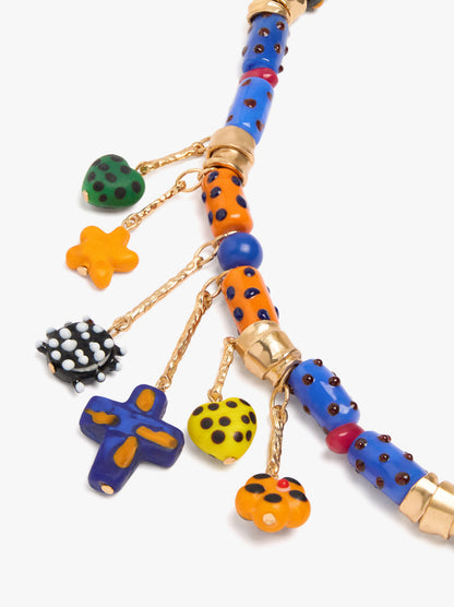 Short Necklace With Multicolor Glass Beads