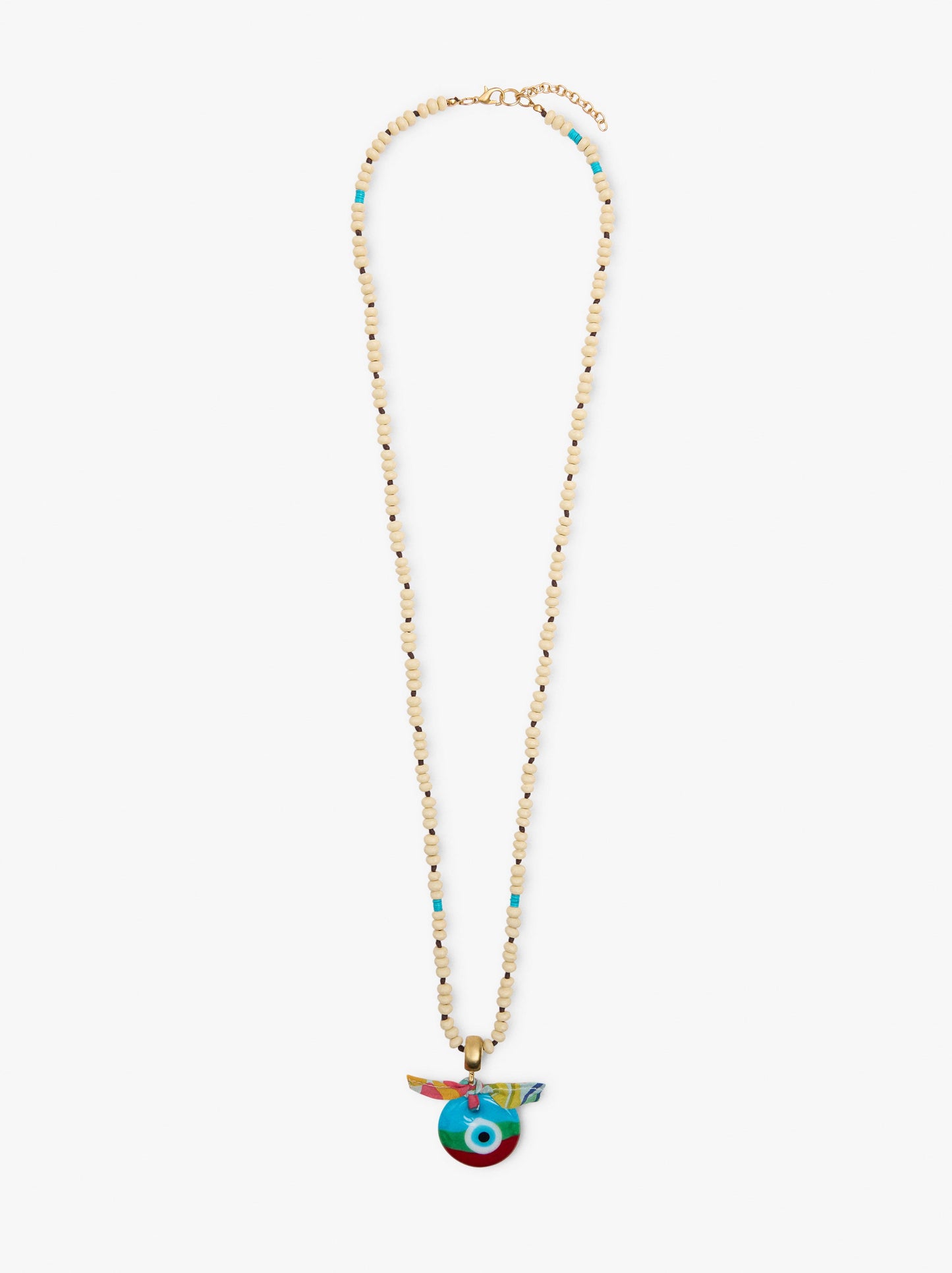 Beaded Necklace With Glass Eye Pendant