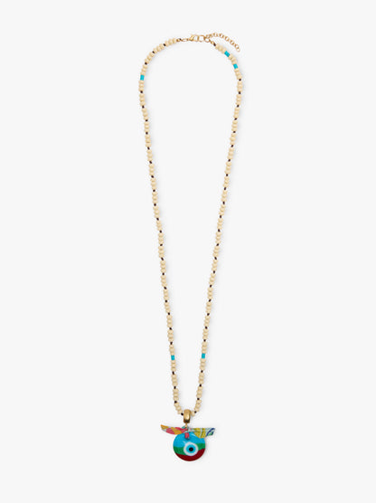 Beaded Necklace With Glass Eye Pendant