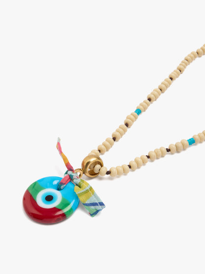 Beaded Necklace With Glass Eye Pendant