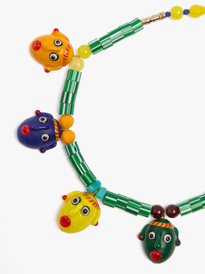 Necklace With Glass Beads And Masks