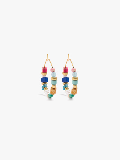 Hoop Earrings With Stone Beads