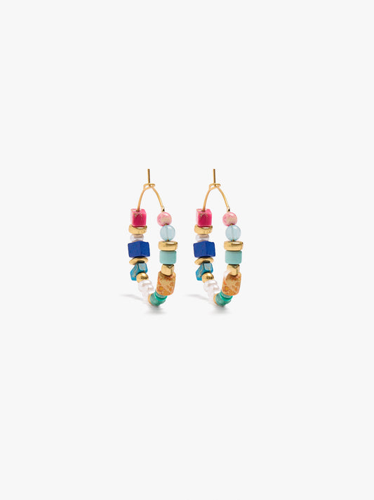 Hoop Earrings With Stone Beads