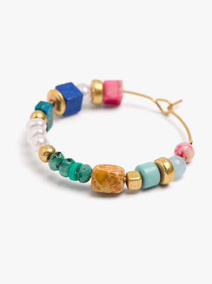 Hoop Earrings With Stone Beads