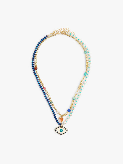 Set Of Necklaces With Stone And Glass Beads