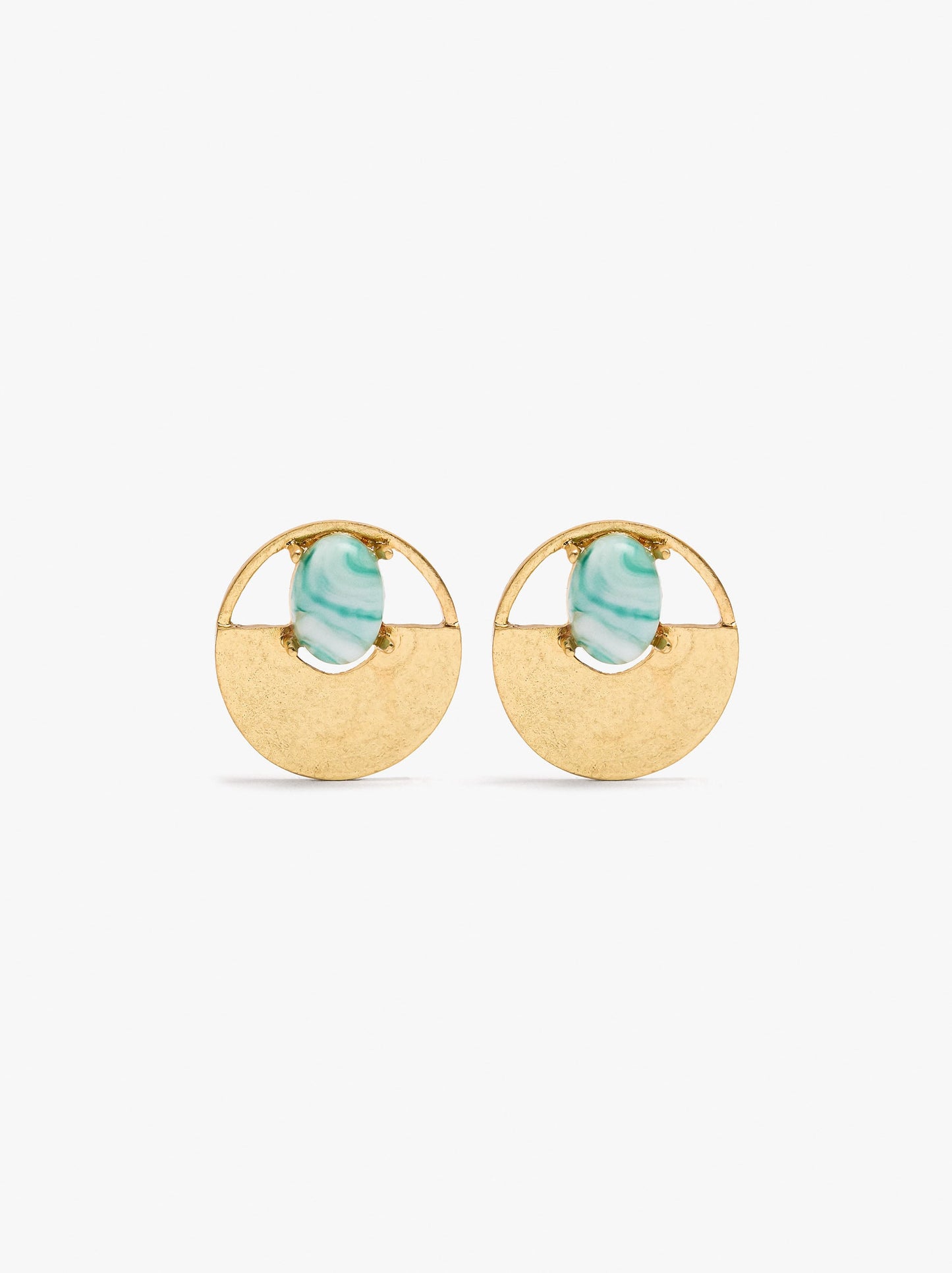 Round Earrings With Resin Detail