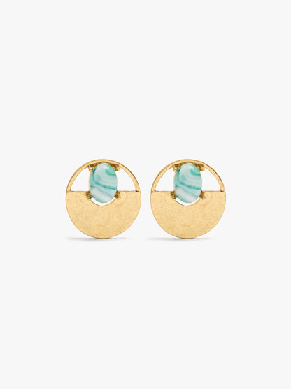 Round Earrings With Resin Detail