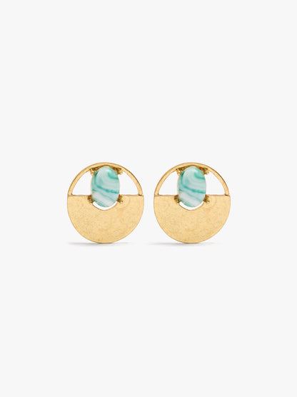 Round Earrings With Resin Detail