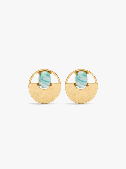 Round Earrings With Resin Detail