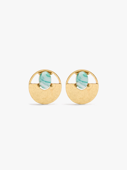 Round Earrings With Resin Detail
