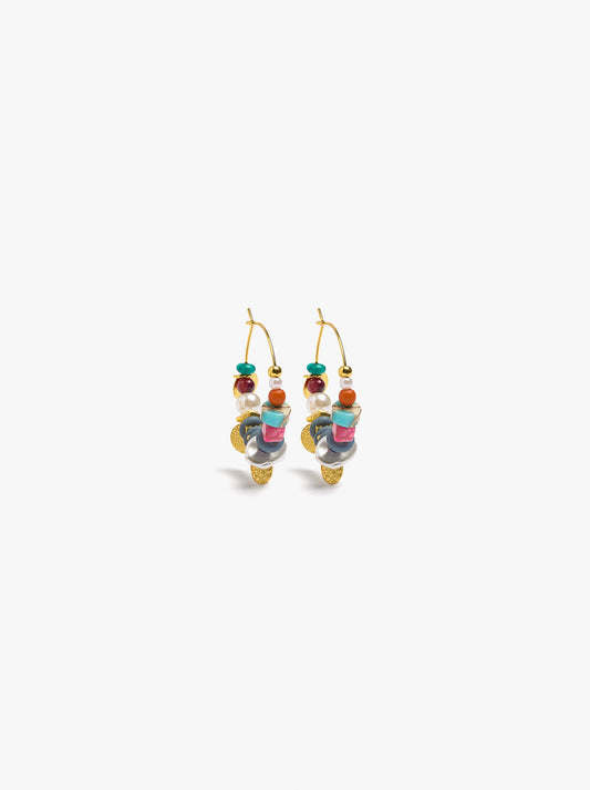 Hoop Earrings With Stone Beads