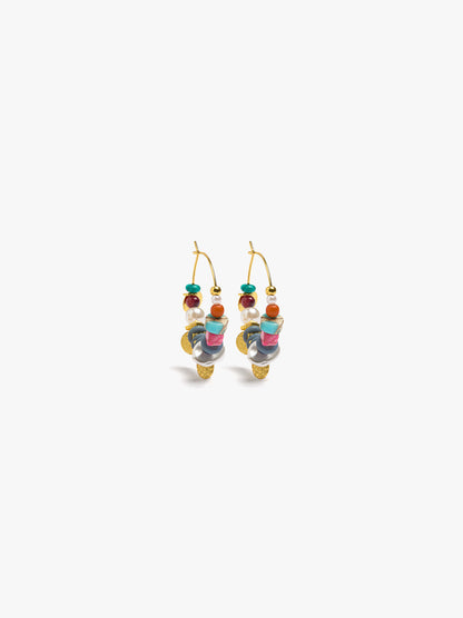 Hoop Earrings With Stone Beads