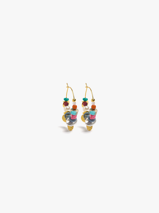 Hoop Earrings With Stone Beads