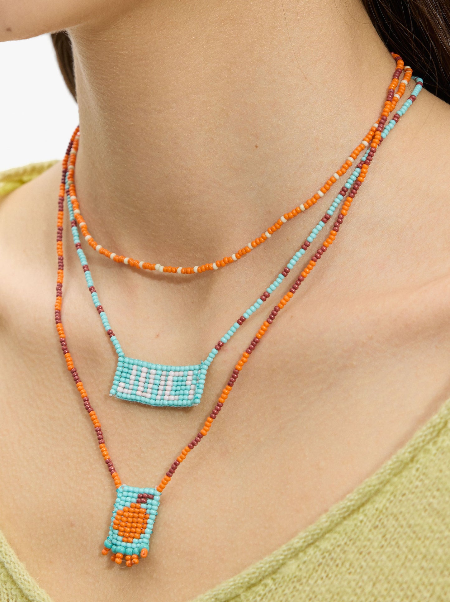 Set Of Necklaces With Glass Beads