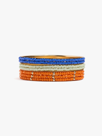 Set Of Rigid Bracelets With Glass Beads