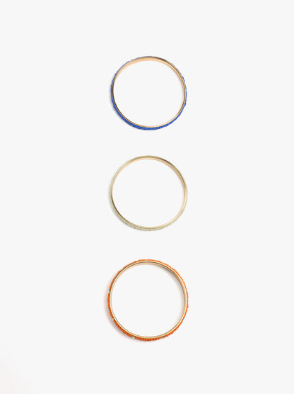 Set Of Rigid Bracelets With Glass Beads